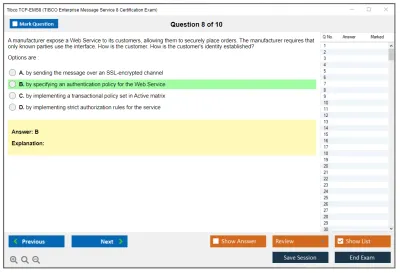 Tibco TCP-EMS8 TIBCO Enterprise Message Service 8 Certification Exam Practice test exam simulator test engine exam Prep practice test questions answers Image 8