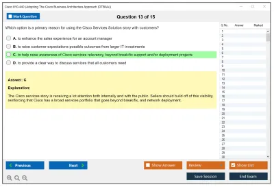 Cisco 810-440 Adopting The Cisco Business Architecture Approach (DTBAA) Practice test exam simulator test engine exam Prep practice test questions answers Image 13