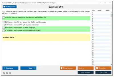 SAP C_FIORDEV_20 SAP Certified Development Associate - SAP Fiori Application Developer Practice test exam simulator test engine exam Prep practice test questions answers Image 5