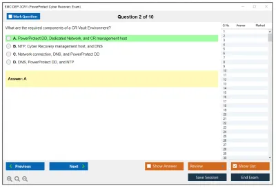 EMC DEP-3CR1 PowerProtect Cyber Recovery Exam Practice test exam simulator test engine exam Prep practice test questions answers Image 2
