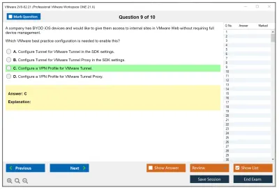 VMware 2V0-62.21 Professional VMware Workspace ONE 21.X Practice test exam simulator test engine exam Prep practice test questions answers Image 9