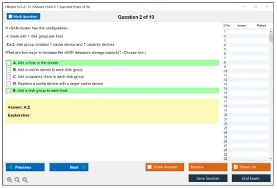 VMware 5V0-21.19 VMware vSAN 6.7 Specialist Exam 2019 Practice test exam simulator test engine exam Prep practice test questions answers Image 2