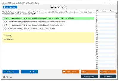 McAfee MA0-103 McAfee Certified Product Specialist - DLPE Practice test exam simulator test engine exam Prep practice test questions answers Image 3