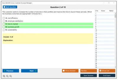 Cisco 820-605 Cisco Customer Success Manager (CSM) Practice test exam simulator test engine exam Prep practice test questions answers Image 2