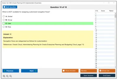 Oracle 1z0-1080 Oracle Planning 2019 Implementation Essentials Practice test exam simulator test engine exam Prep practice test questions answers Image 10