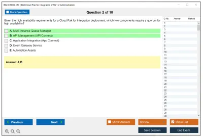 IBM C1000-130 IBM Cloud Pak for Integration V2021.2 Administration Practice test exam simulator test engine exam Prep practice test questions answers Image 2