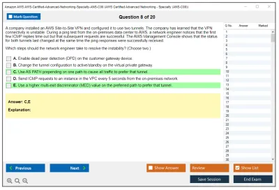 Amazon AWS AWS-Certified-Advanced-Networking-Specialty-ANS-C00 AWS Certified Advanced Networking - Specialty (ANS-C00) Practice test exam simulator test engine exam Prep practice test questions answers Image 8