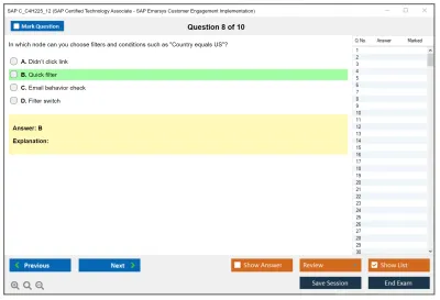 SAP C_C4H225_12 SAP Certified Associate - Implementation Consultant - SAP Emarsys Customer Engagement Practice test exam simulator test engine exam Prep practice test questions answers Image 8