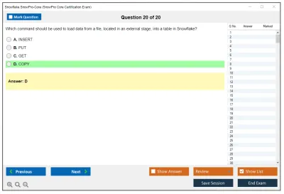 Snowflake SnowPro-Core SnowPro Core Certification Exam Practice test exam simulator test engine exam Prep practice test questions answers Image 20