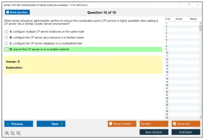 Veritas VCS-260 Administration of Veritas InfoScale Availability 7.3 for UNIX/Linux Practice test exam simulator test engine exam Prep practice test questions answers Image 10