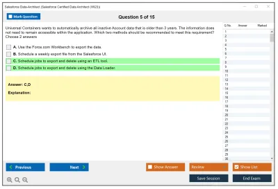 Salesforce Data-Architect Salesforce Certified Data Architect Practice test exam simulator test engine exam Prep practice test questions answers Image 5