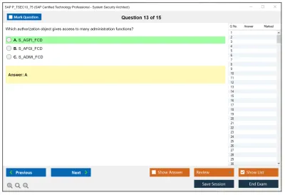 SAP P_TSEC10_75 SAP Certified Technology Professional - System Security Architect Practice test exam simulator test engine exam Prep practice test questions answers Image 13