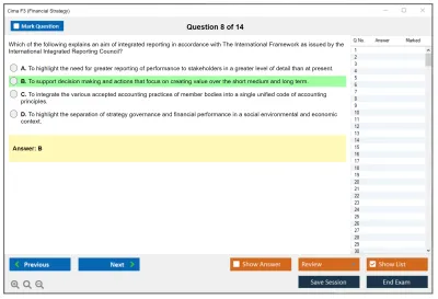 Cima F3 Financial Strategy Practice test exam simulator test engine exam Prep practice test questions answers Image 8