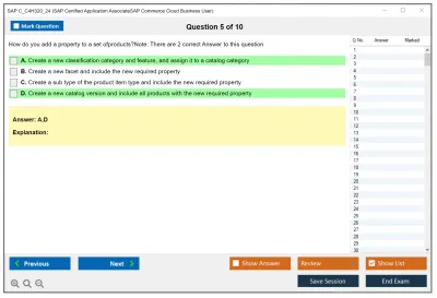 SAP C_C4H320_24 SAP Certified Application AssociateSAP Commerce Cloud Business User Practice test exam simulator test engine exam Prep practice test questions answers Image 5