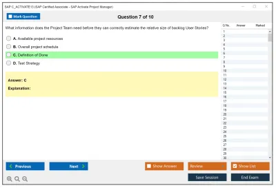 SAP C_ACTIVATE13 SAP Certified Associate - SAP Activate Project Manager Practice test exam simulator test engine exam Prep practice test questions answers Image 7