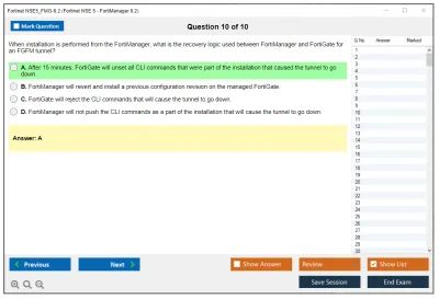 Fortinet NSE5_FMG-6.2 Fortinet NSE 5 - FortiManager 6.2 Practice test exam simulator test engine exam Prep practice test questions answers Image 10
