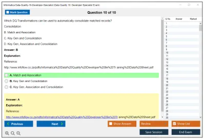 Informatica Data-Quality-10-Developer-Specialist Data Quality 10: Developer Specialist Exam Practice test exam simulator test engine exam Prep practice test questions answers Image 10