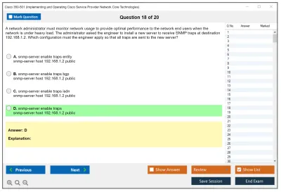 Cisco 350-501 Implementing and Operating Cisco Service Provider Network Core Technologies (350-501 SPCOR) Practice test exam simulator test engine exam Prep practice test questions answers Image 18