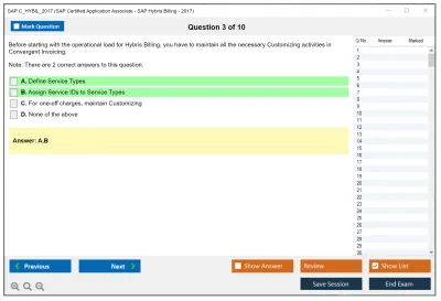 SAP C_HYBIL_2017 SAP Certified Application Associate - SAP Hybris Billing - 2017 Practice test exam simulator test engine exam Prep practice test questions answers Image 3