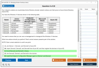 Microsoft MD-101 Managing Modern Desktops Practice test exam simulator test engine exam Prep practice test questions answers Image 6