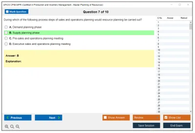 APICS CPIM-MPR Certified in Production and Inventory Management - Master Planning of Resources Practice test exam simulator test engine exam Prep practice test questions answers Image 7