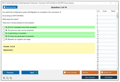 SAP P_S4FIN_2020 SAP Certified Application Professional - Financials in SAP S/4HANA for SAP ERP Finance Experts Practice test exam simulator test engine exam Prep practice test questions answers Image 3