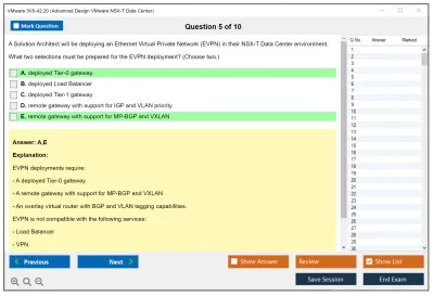 VMware 3V0-42.20 Advanced Design VMware NSX-T Data Center Practice test exam simulator test engine exam Prep practice test questions answers Image 5