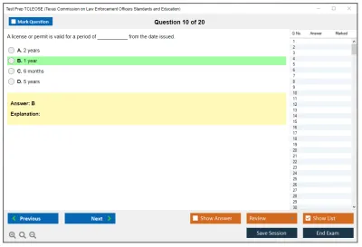 Test Prep TCLEOSE Texas Commission on Law Enforcement Officers Standards and Education Practice test exam simulator test engine exam Prep practice test questions answers Image 10