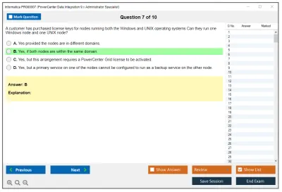 Informatica PR000007 PowerCenter Data Integration 9.x Administrator Specialist Practice test exam simulator test engine exam Prep practice test questions answers Image 7