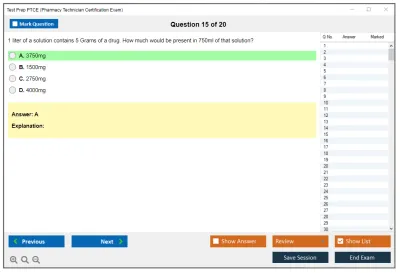 Test Prep PTCE Pharmacy Technician Certification Exam Practice test exam simulator test engine exam Prep practice test questions answers Image 15