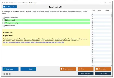 Adobe AD0-E711 Adobe Commerce Developer Professional Practice test exam simulator test engine exam Prep practice test questions answers Image 2