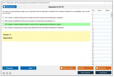 SAP C_TS462_2021 SAP Certified Application AssociateSAP S/4HANA Sales 2021 Practice test exam simulator test engine exam Prep practice test questions answers Image 8