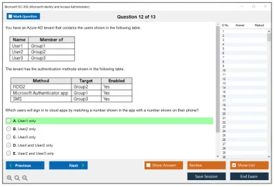 Microsoft SC-300 Microsoft Identity and Access Administrator Practice test exam simulator test engine exam Prep practice test questions answers Image 12