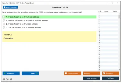 Nokia 4A0-113 Nokia OSPF Routing Protocol Exam Practice test exam simulator test engine exam Prep practice test questions answers Image 7