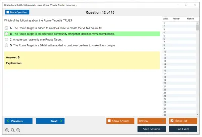 Alcatel-Lucent 4A0-106 Nokia Virtual Private Routed Networks Practice test exam simulator test engine exam Prep practice test questions answers Image 12