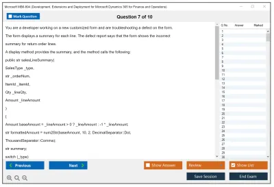 Microsoft MB6-894 Development, Extensions and Deployment for Microsoft Dynamics 365 for Finance and Operations Practice test exam simulator test engine exam Prep practice test questions answers Image 7