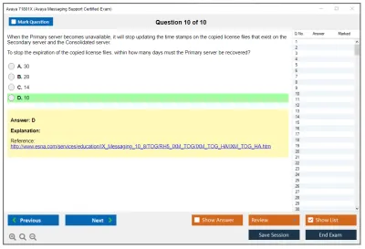 Avaya 71801X Avaya Messaging Support Certified Exam Practice test exam simulator test engine exam Prep practice test questions answers Image 10
