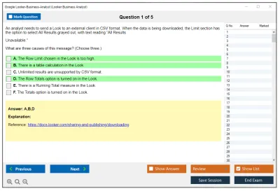 Google Looker-Business-Analyst Looker Business AnalystExam Practice test exam simulator test engine exam Prep practice test questions answers Image 1