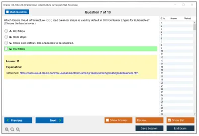 Oracle 1z0-1084-20 Oracle Cloud Infrastructure Developer 2020 Associate Practice test exam simulator test engine exam Prep practice test questions answers Image 7