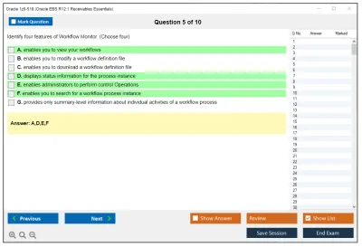 Oracle 1z0-518 Oracle EBS R12.1 Receivables Essentials Practice test exam simulator test engine exam Prep practice test questions answers Image 5