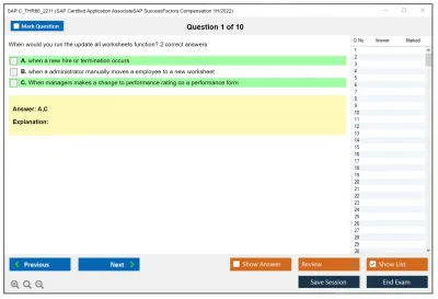 SAP C_THR86_2211 SAP Certified Application AssociateSAP SuccessFactors Compensation 1H/2022 Practice test exam simulator test engine exam Prep practice test questions answers Image 1