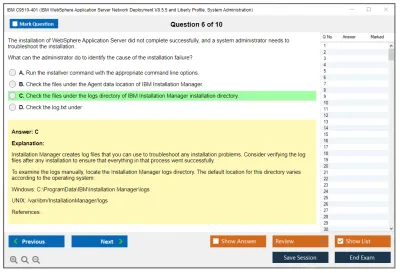 IBM C9510-401 D Application Server Network Deployment V8.5.5 and Liberty Profile System Administration Practice test exam simulator test engine exam Prep practice test questions answers Image 6