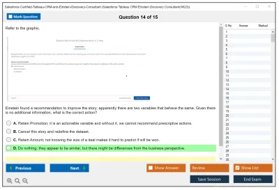 Salesforce Certified-Tableau-CRM-and-Einstein-Discovery-Consultant Salesforce Tableau CRM Einstein Discovery Consultant Practice test exam simulator test engine exam Prep practice test questions answers Image 14
