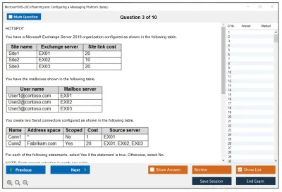 Microsoft MS-200 Planning and Configuring a Messaging Platform  Practice test exam simulator test engine exam Prep practice test questions answers Image 3