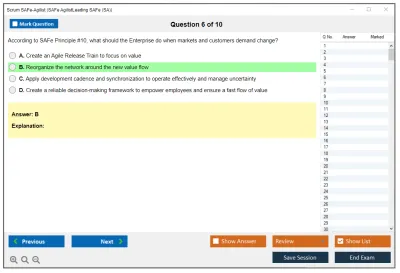 Scrum SAFe-Agilist SAFe Agilist - Leading SAFe (SA 6.0) Practice test exam simulator test engine exam Prep practice test questions answers Image 6