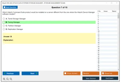 Hitachi HH0-380 HITACHI DATA SYSTEMS STORAGE MANAGER - STORAGE MANAGEMENT EXAM Practice test exam simulator test engine exam Prep practice test questions answers Image 7