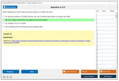 Fortinet NSE6_FWF-6.4 Fortinet NSE 6 - Secure Wireless LAN 6.4 Practice test exam simulator test engine exam Prep practice test questions answers Image 4