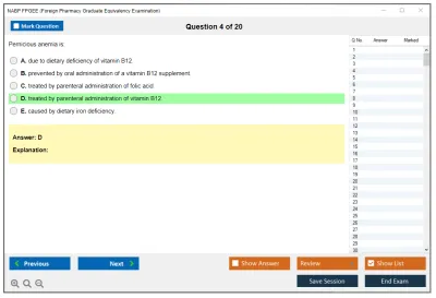 NABP FPGEE Foreign Pharmacy Graduate Equivalency Examination Practice test exam simulator test engine exam Prep practice test questions answers Image 4