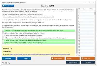 Microsoft 70-744 Securing Windows Server 2016 Practice test exam simulator test engine exam Prep practice test questions answers Image 9