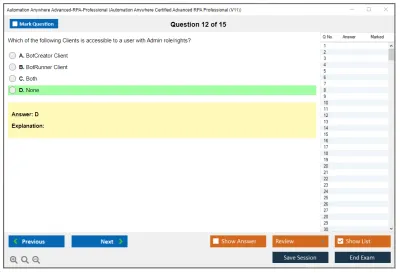 Automation Anywhere Advanced-RPA-Professional Automation Anywhere Certified Advanced RPA Professional (V11) Practice test exam simulator test engine exam Prep practice test questions answers Image 12